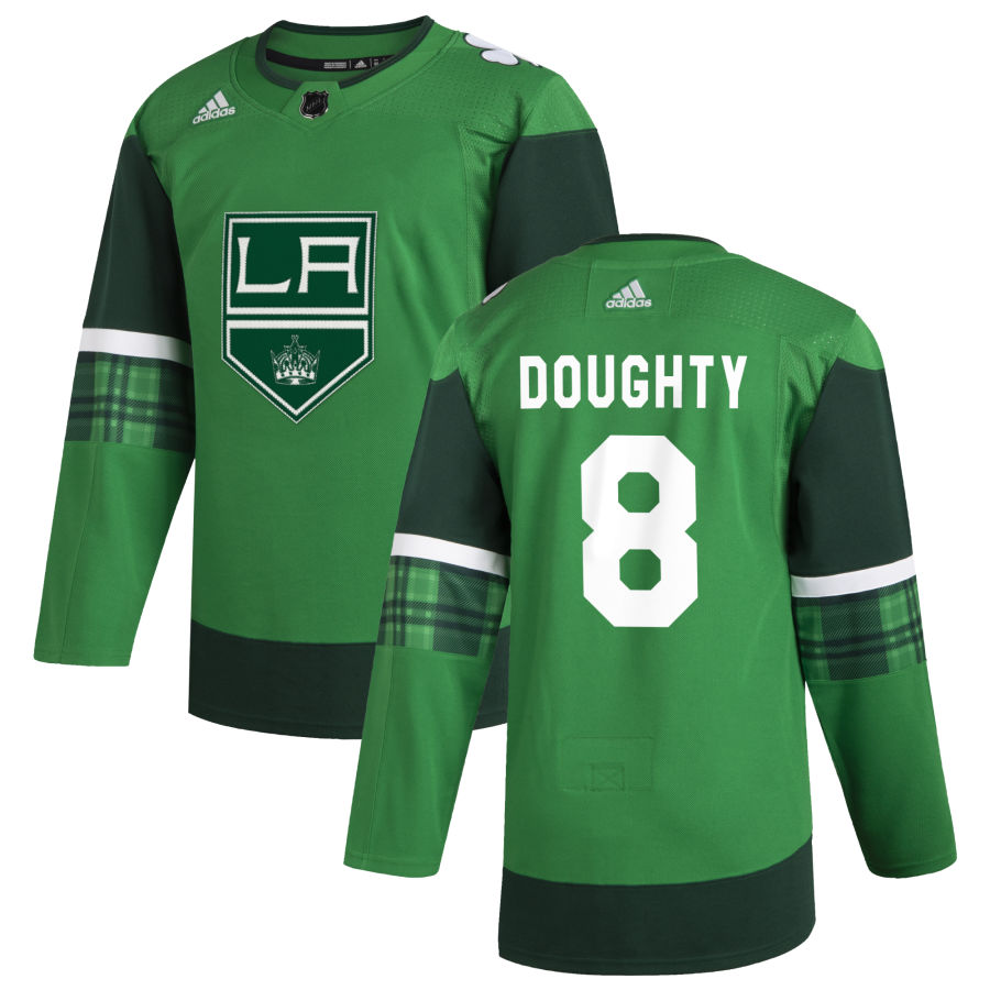 Los Angeles Kings #8 Drew Doughty Men Adidas 2020 St. Patrick Day Stitched NHL Jersey Green